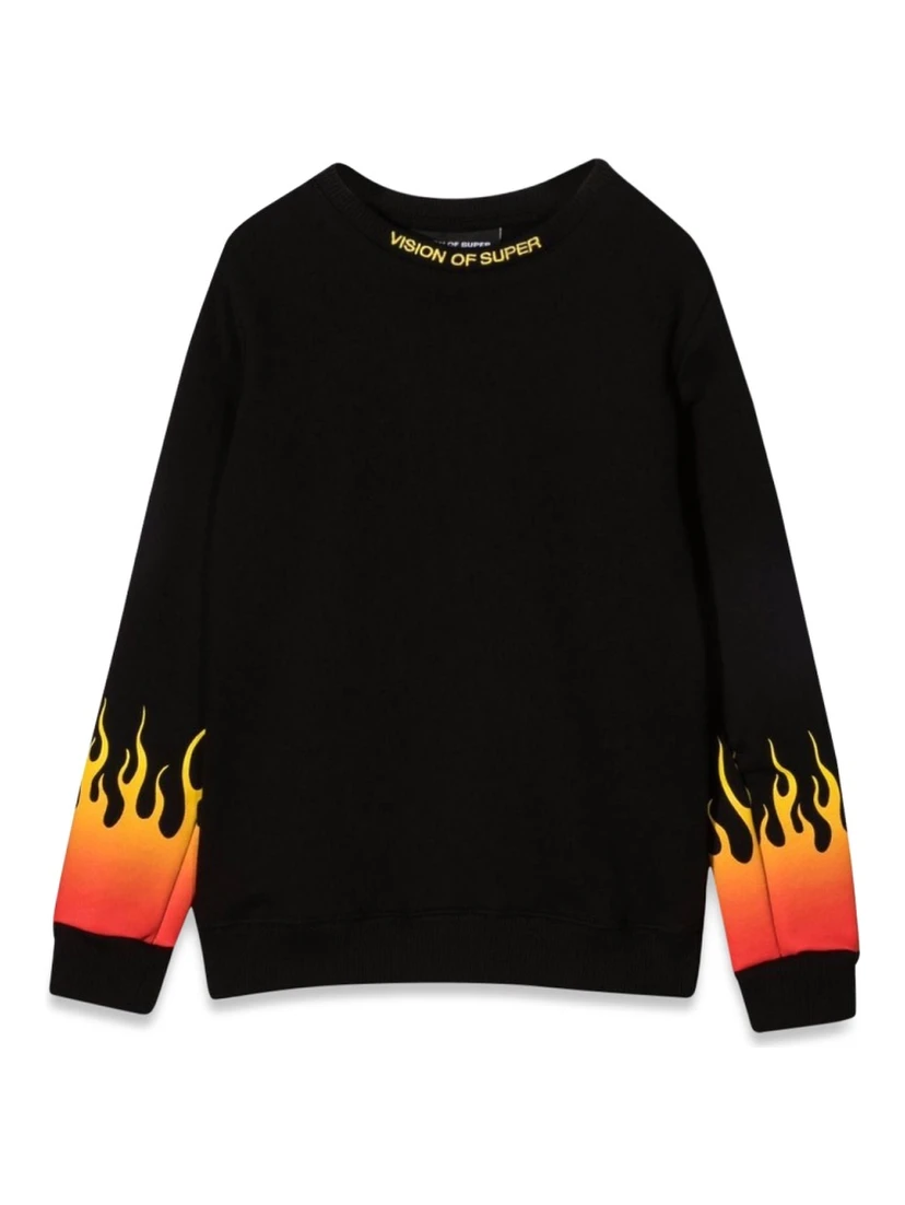 BLACK CREWNECK WITH RED SHADED FLAMES