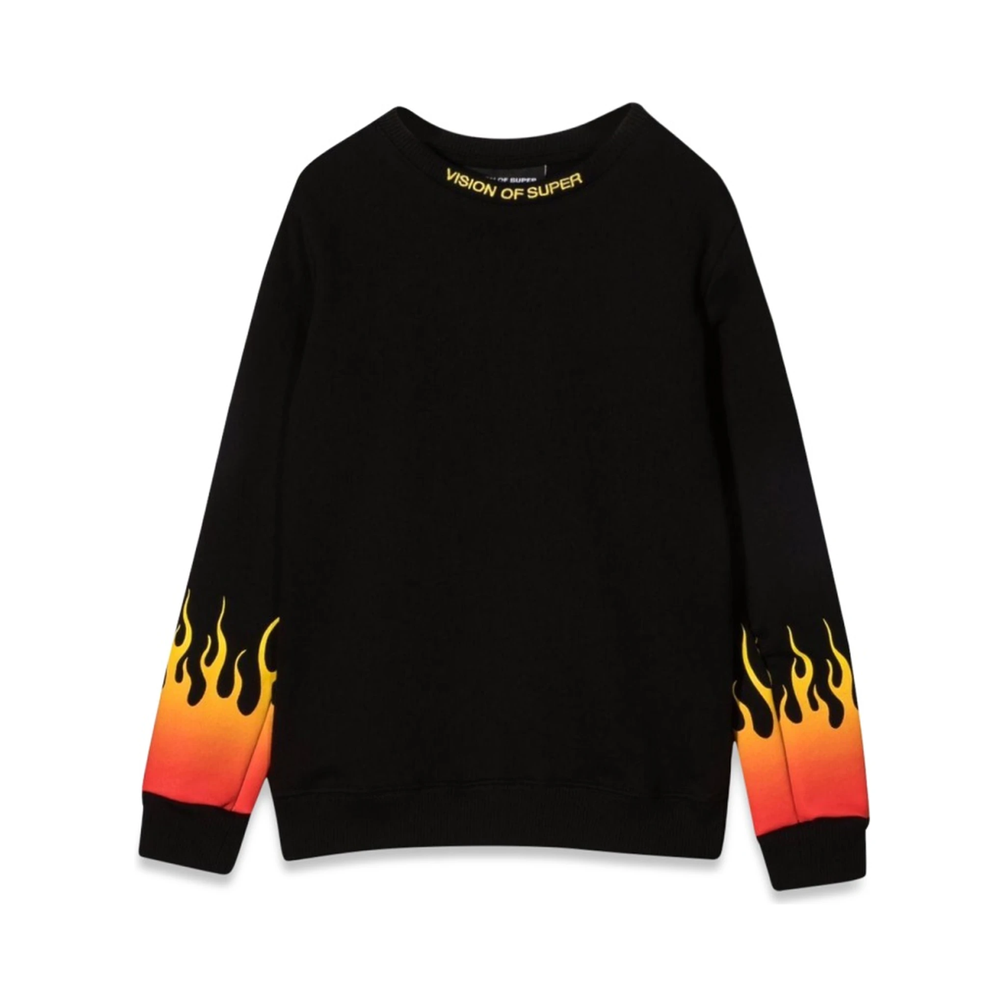 BLACK CREWNECK WITH RED SHADED FLAMES