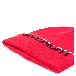 KNITTED HAT GIVENCHY "SPLIT" JACQUARD PATTERN ON HAT AND TURN-UP EDGE.