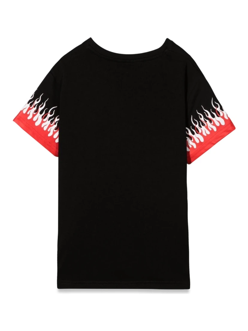 BLACK KIDS TSHIRT WITH DOUBLE FLAME