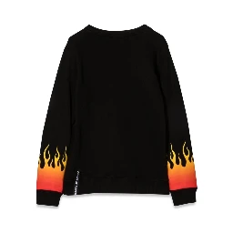 BLACK CREWNECK WITH RED SHADED FLAMES