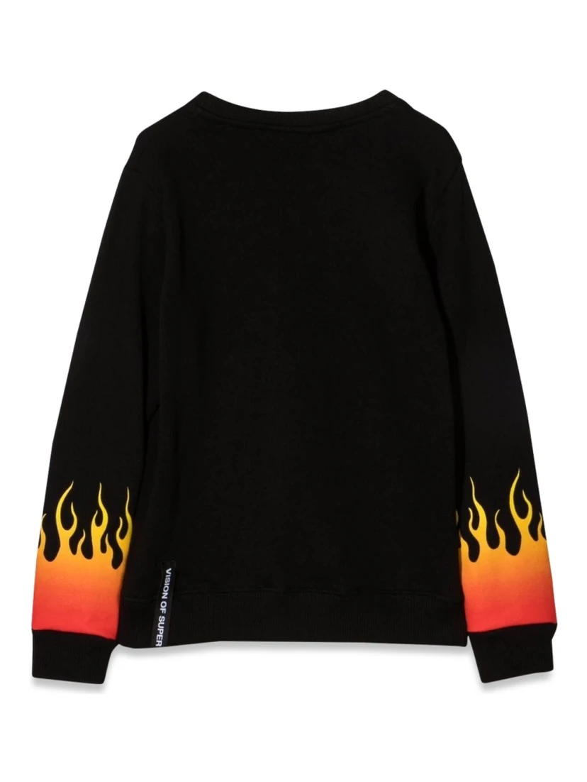 BLACK CREWNECK WITH RED SHADED FLAMES