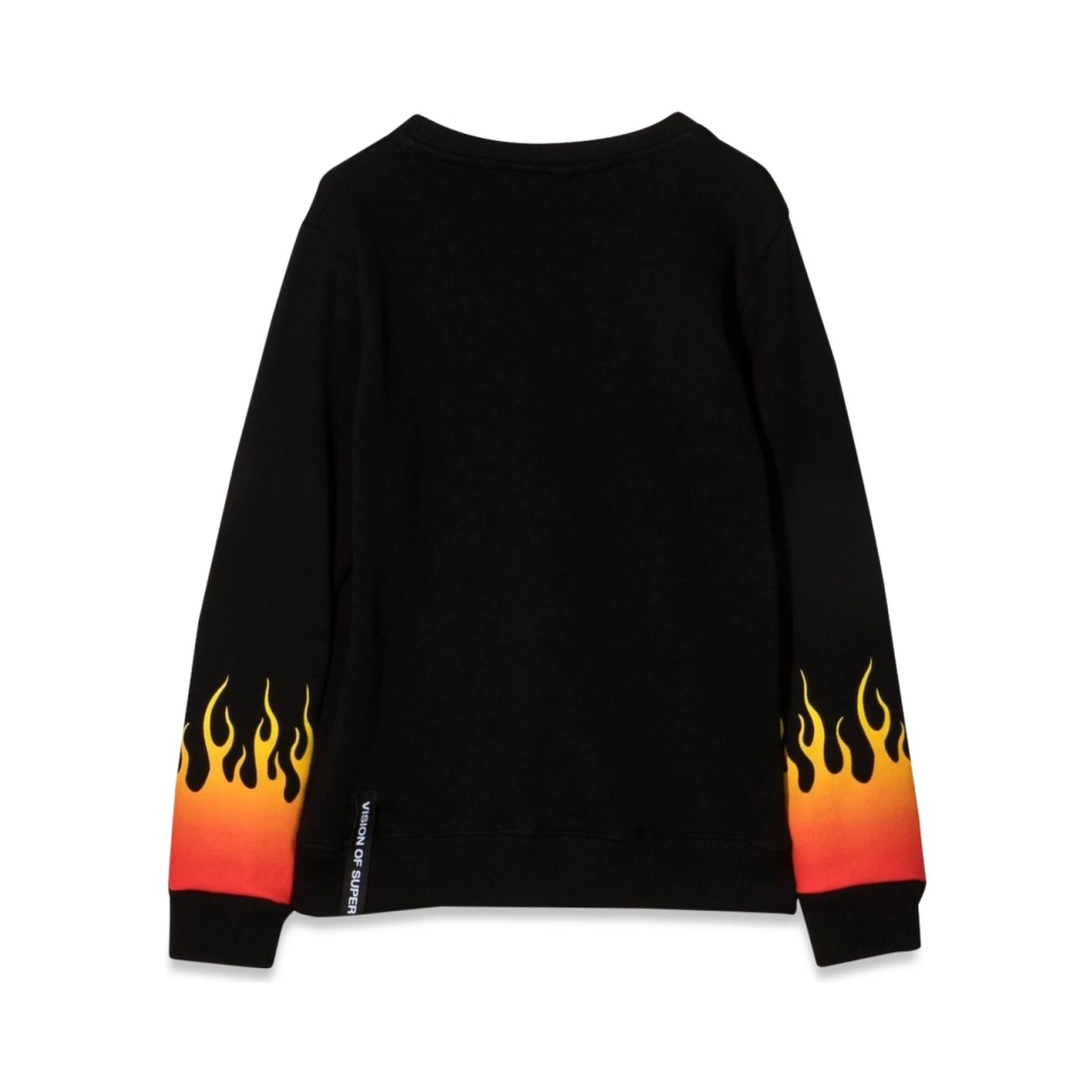 BLACK CREWNECK WITH RED SHADED FLAMES
