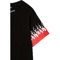 BLACK KIDS TSHIRT WITH DOUBLE FLAME