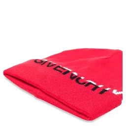 KNITTED HAT GIVENCHY "SPLIT" JACQUARD PATTERN ON HAT AND TURN-UP EDGE.