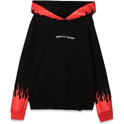 BLACK HOODIE WITH RED FLAMES