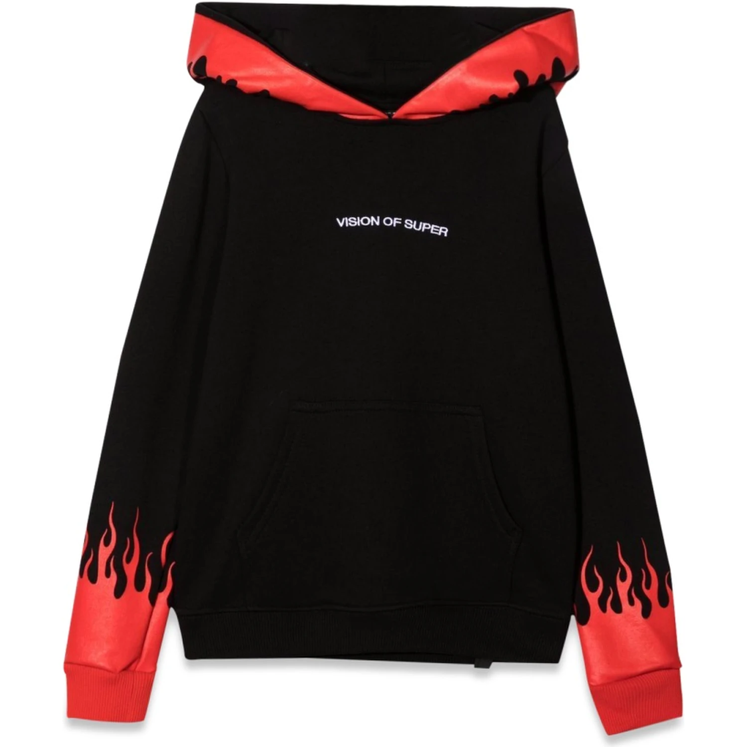BLACK HOODIE WITH RED FLAMES