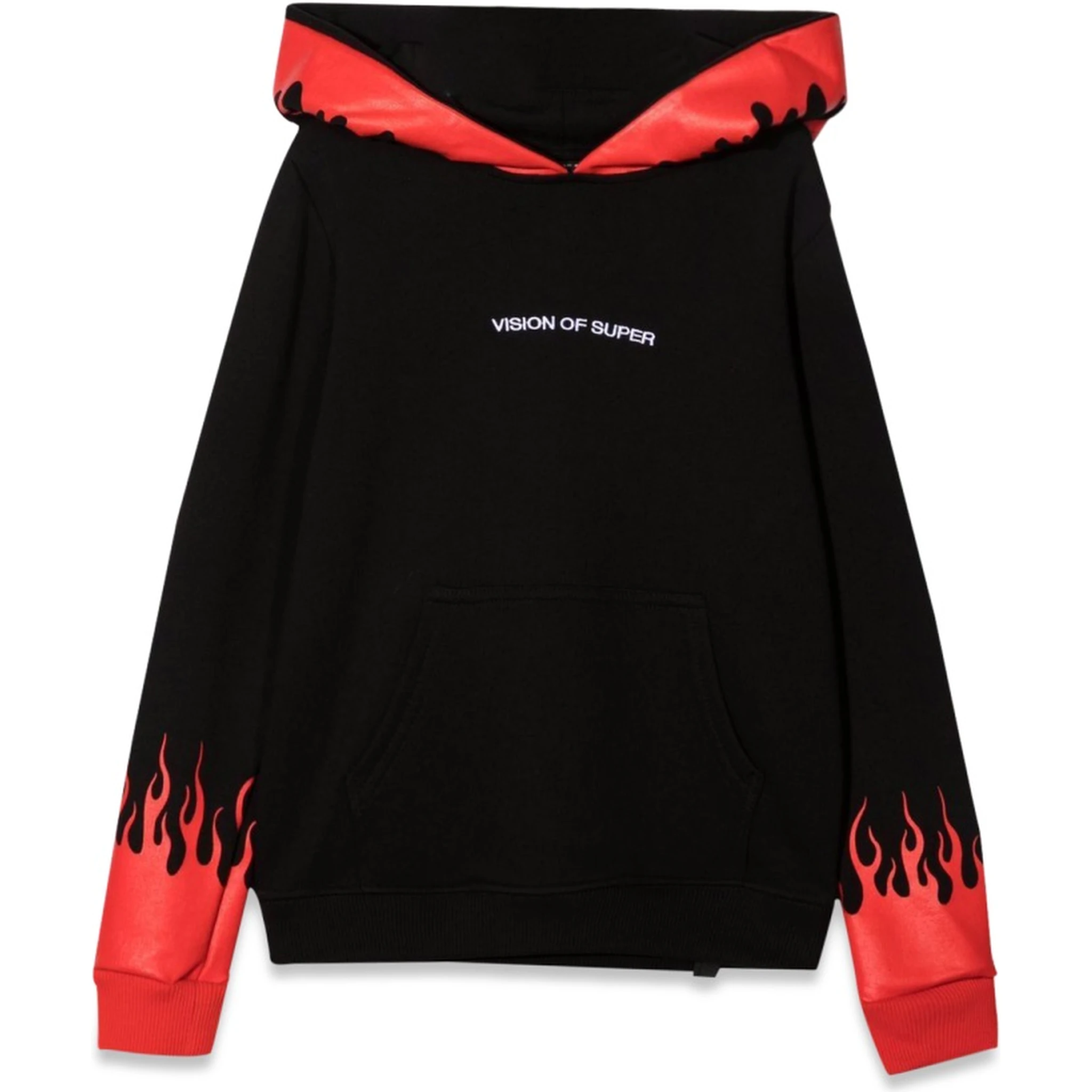 BLACK HOODIE WITH RED FLAMES