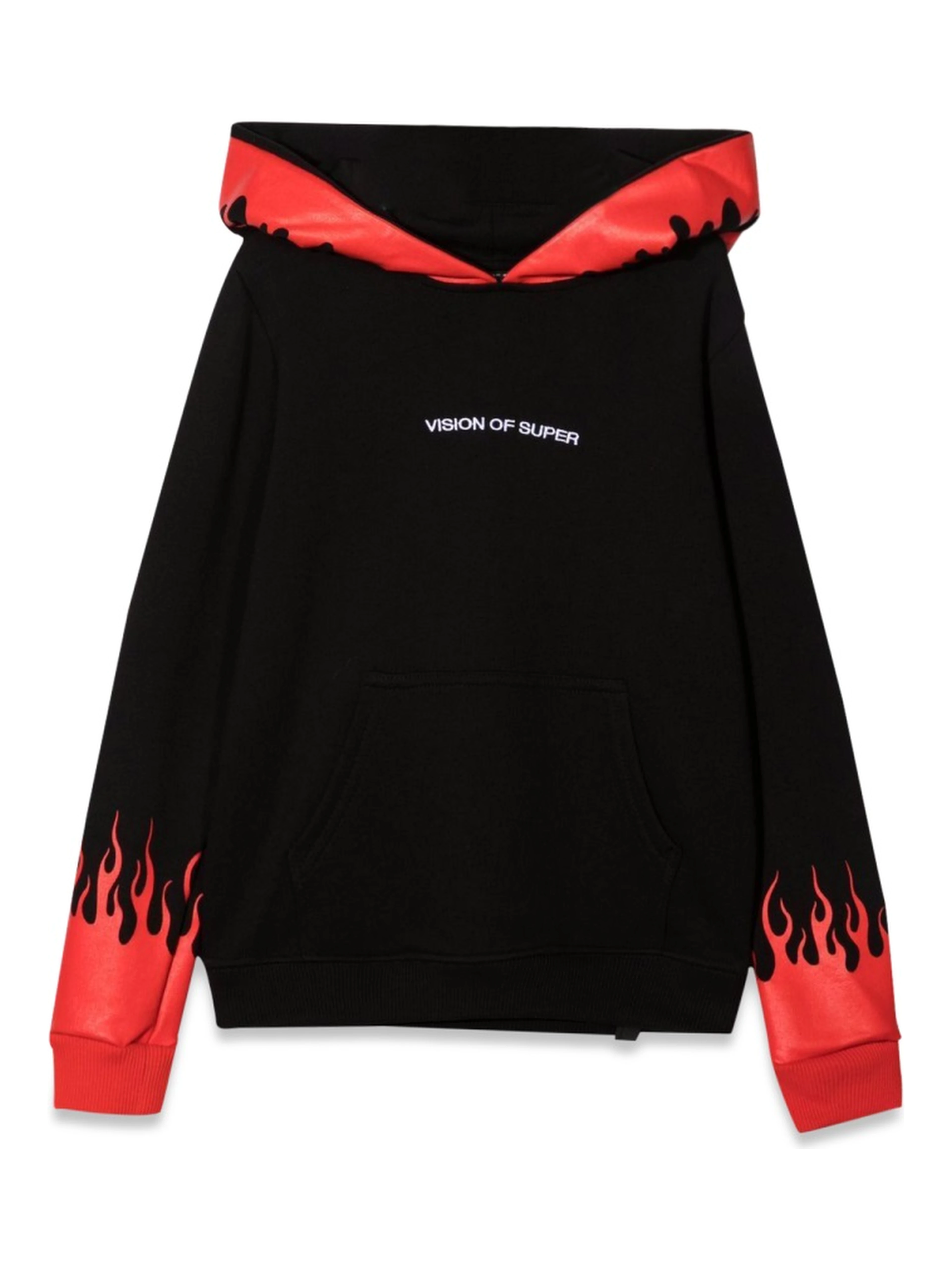 BLACK HOODIE WITH RED FLAMES