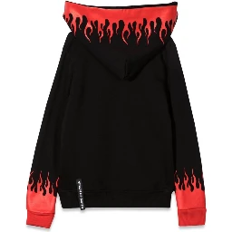 BLACK HOODIE WITH RED FLAMES