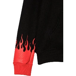 BLACK HOODIE WITH RED FLAMES