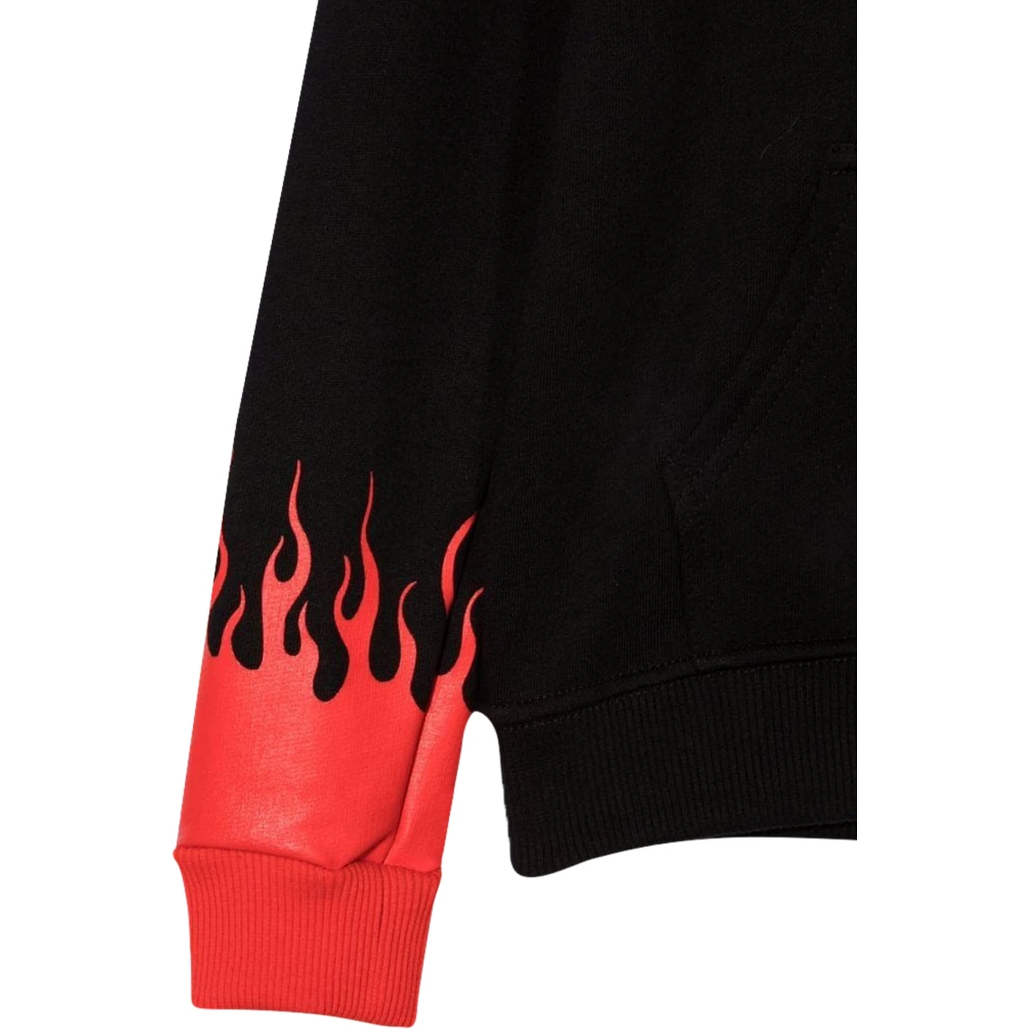 BLACK HOODIE WITH RED FLAMES