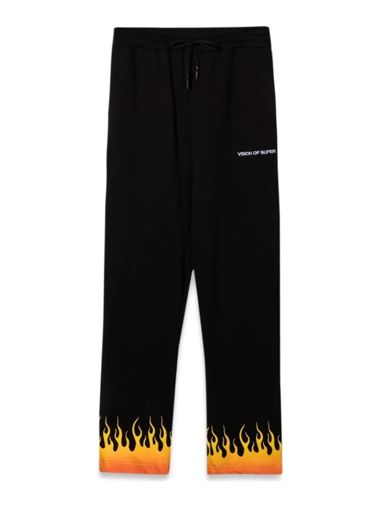 BLACK PANTS WITH RED SHADED FLAMES