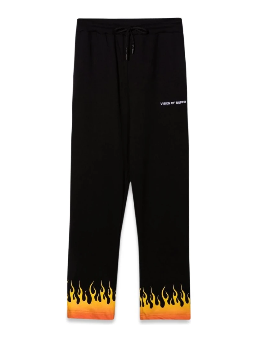 BLACK PANTS WITH RED SHADED FLAMES