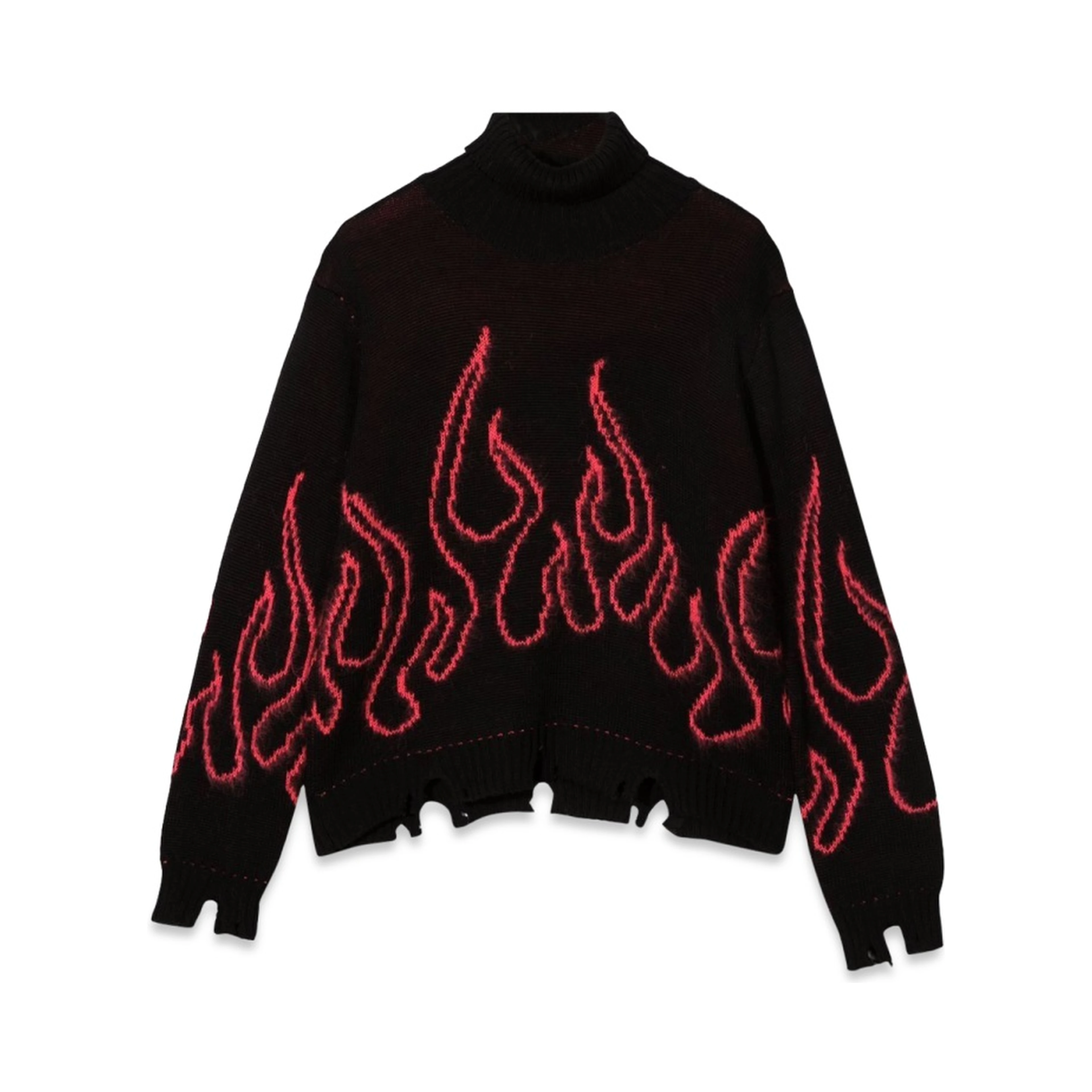 BLACK JUMPER HIGH NECK WITH PINK FLAMES