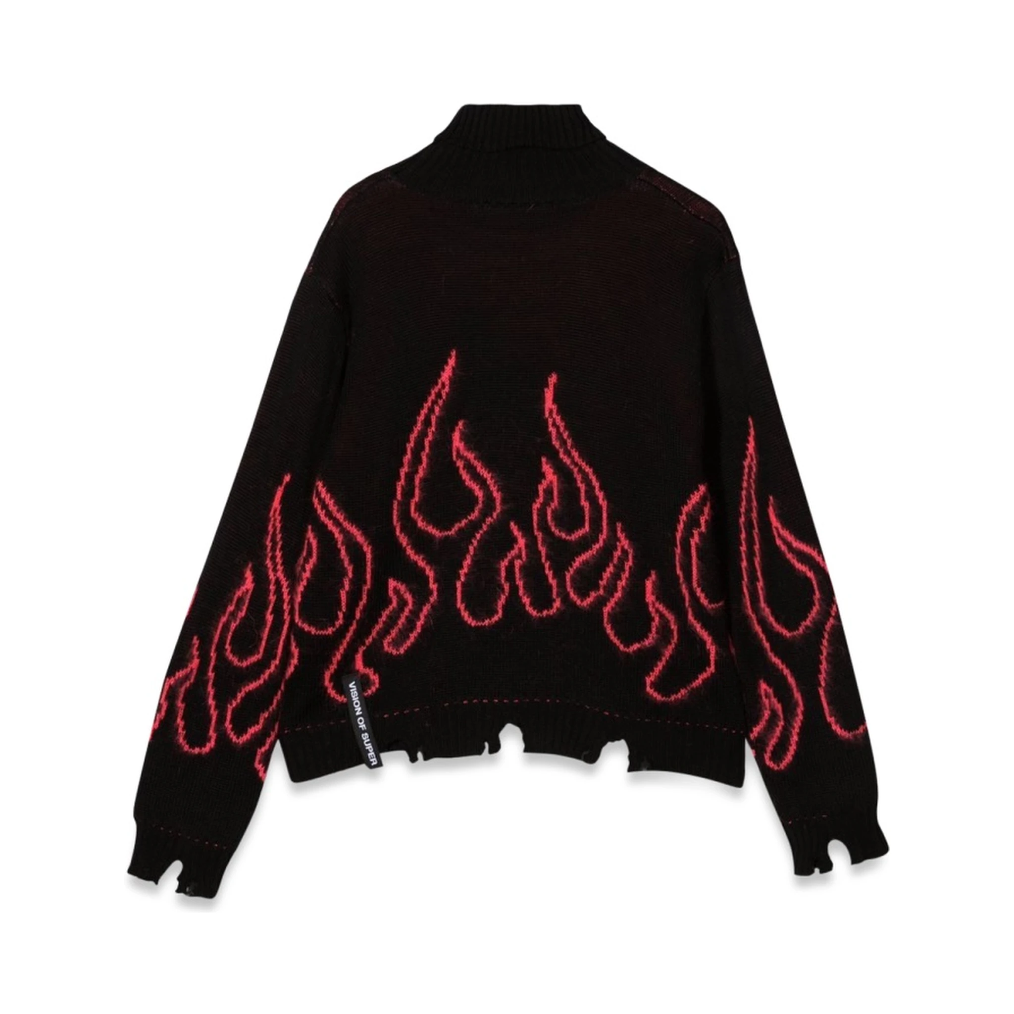 BLACK JUMPER HIGH NECK WITH PINK FLAMES