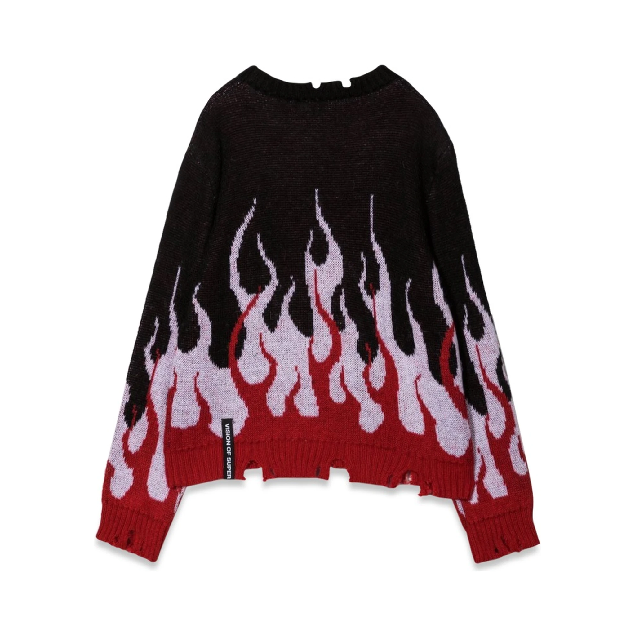 BLACK SWEATER WITH DOUBLE FLAMES