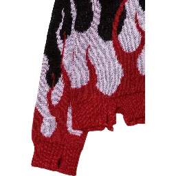 BLACK SWEATER WITH DOUBLE FLAMES