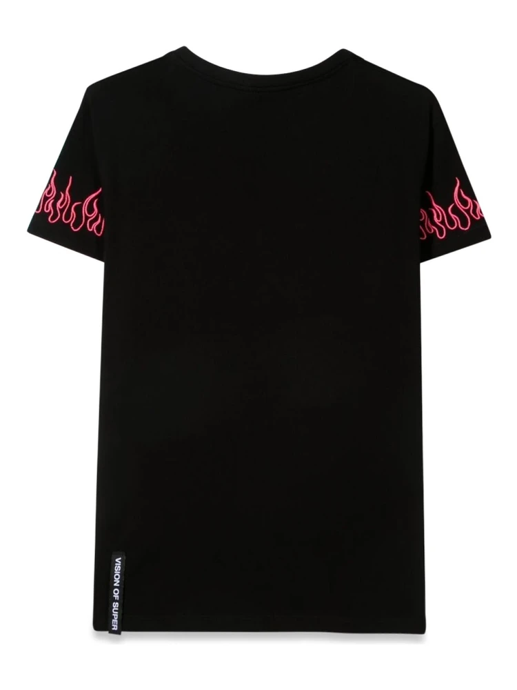 BLACK EMBROIDERED TSHIRT FUCHSIA FLAME alternative