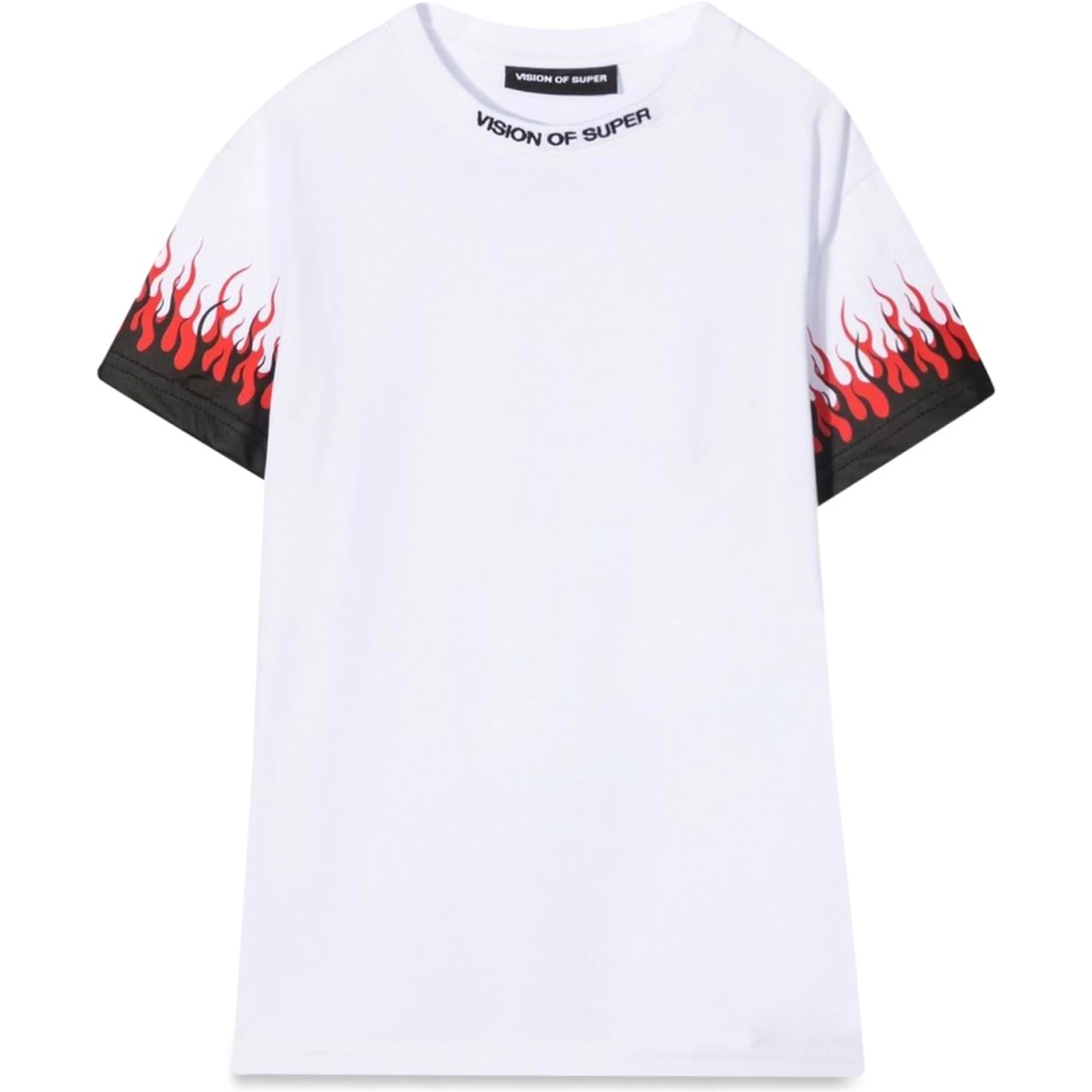 WHITE KIDS TSHIRT WITH DOUBLE FLAME