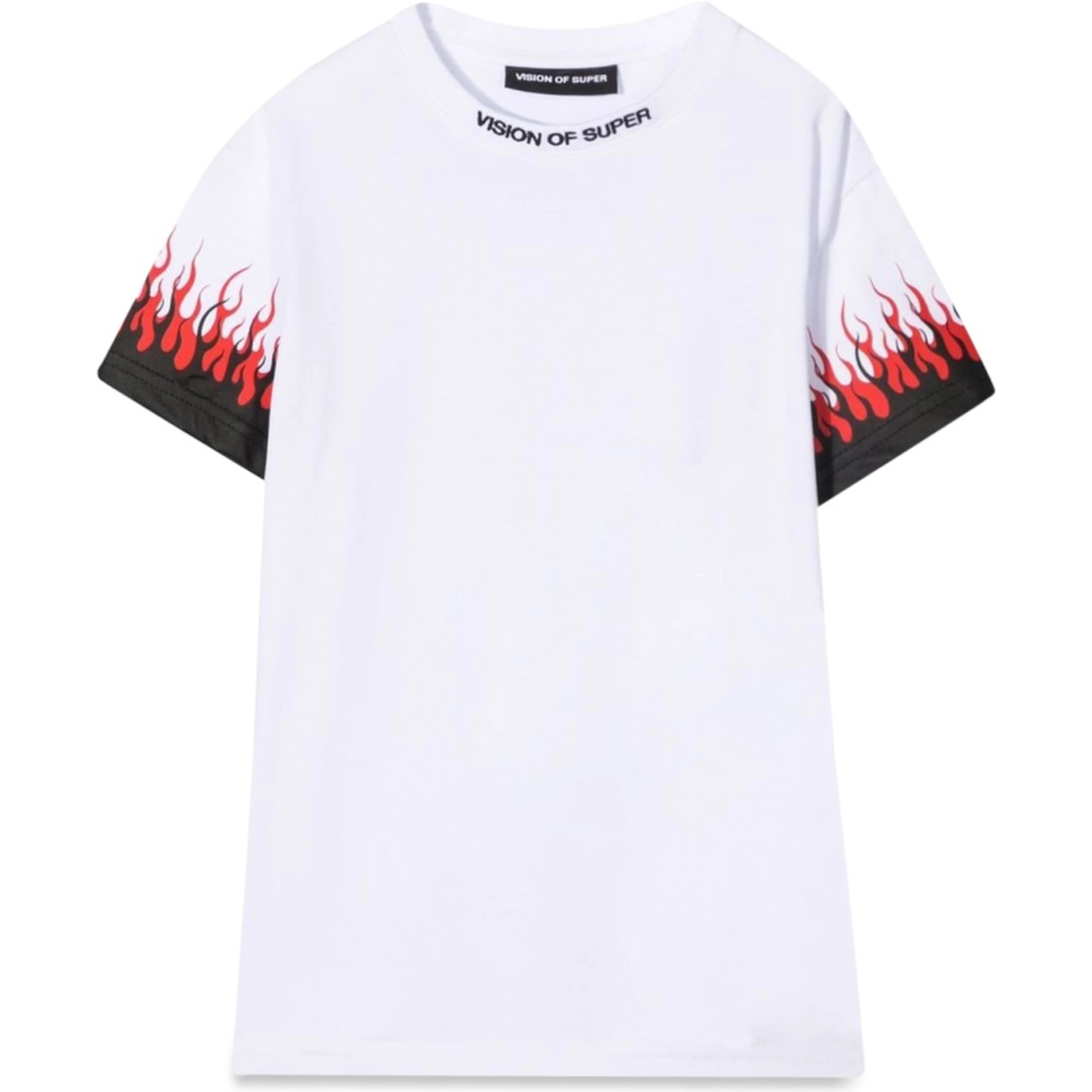 WHITE KIDS TSHIRT WITH DOUBLE FLAME