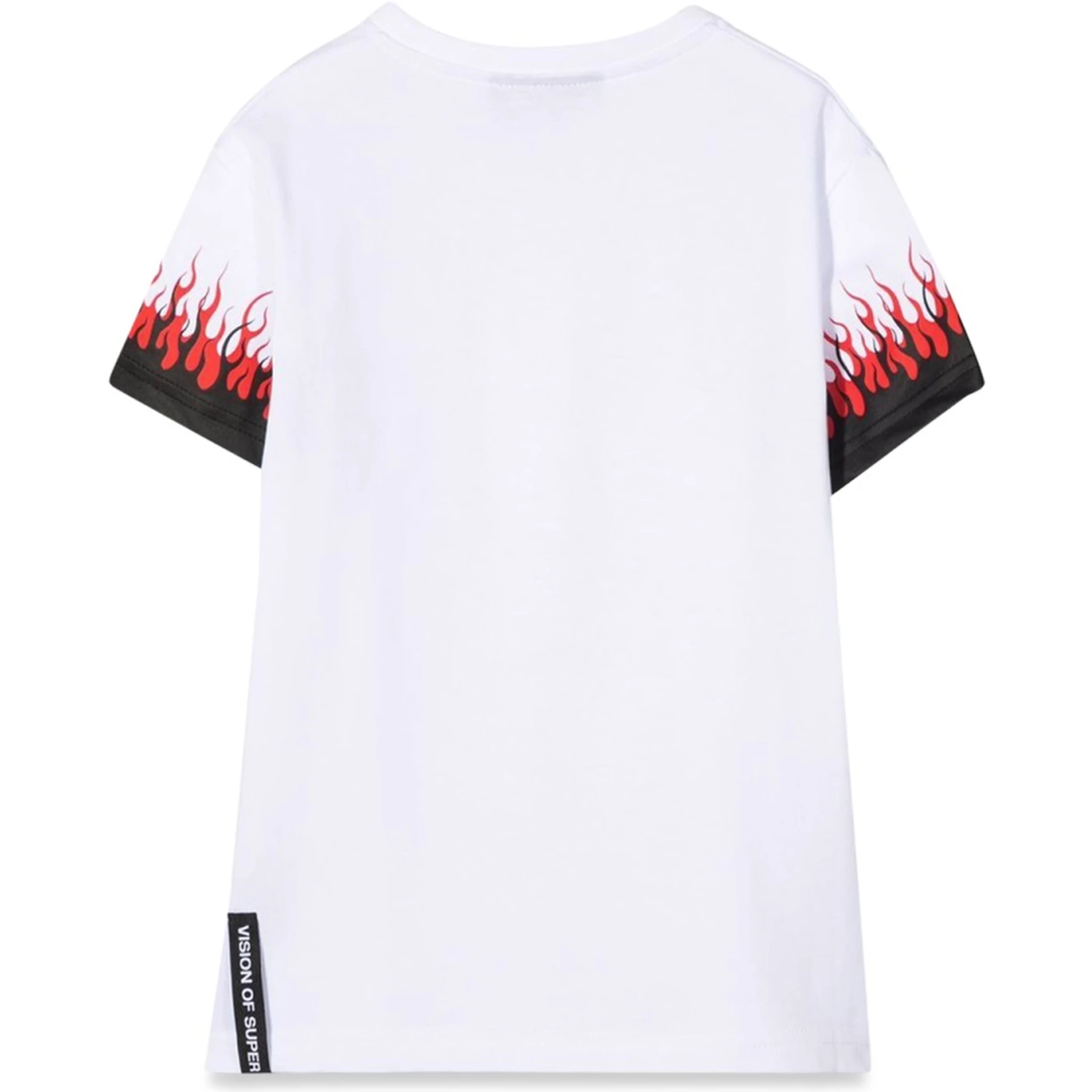 WHITE KIDS TSHIRT WITH DOUBLE FLAME