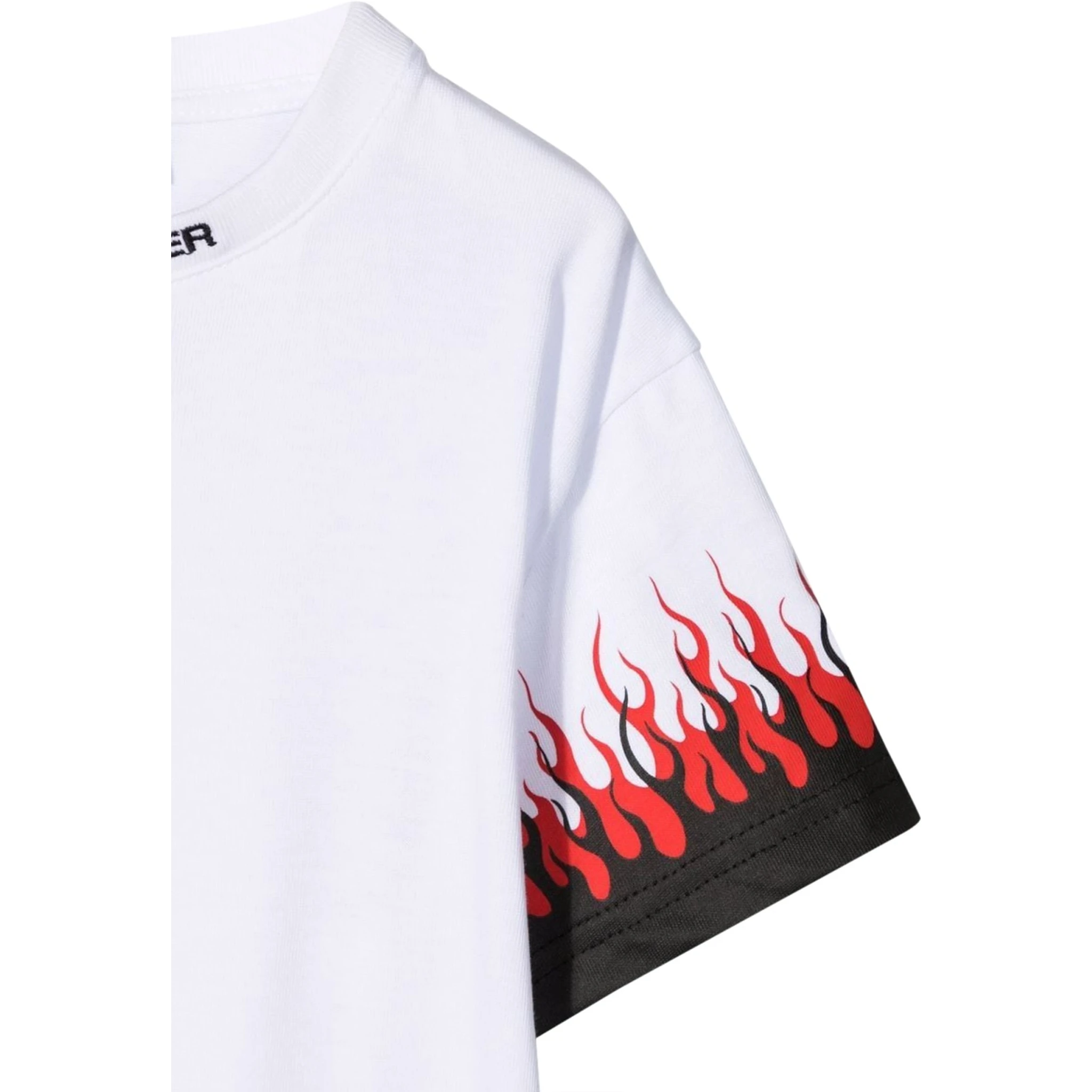 WHITE KIDS TSHIRT WITH DOUBLE FLAME