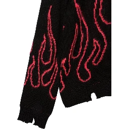 BLACK JUMPER HIGH NECK WITH PINK FLAMES