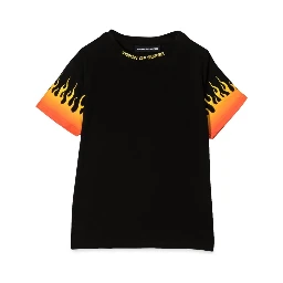 BLACK TSHIRT WITH SHADED RED FLAMES