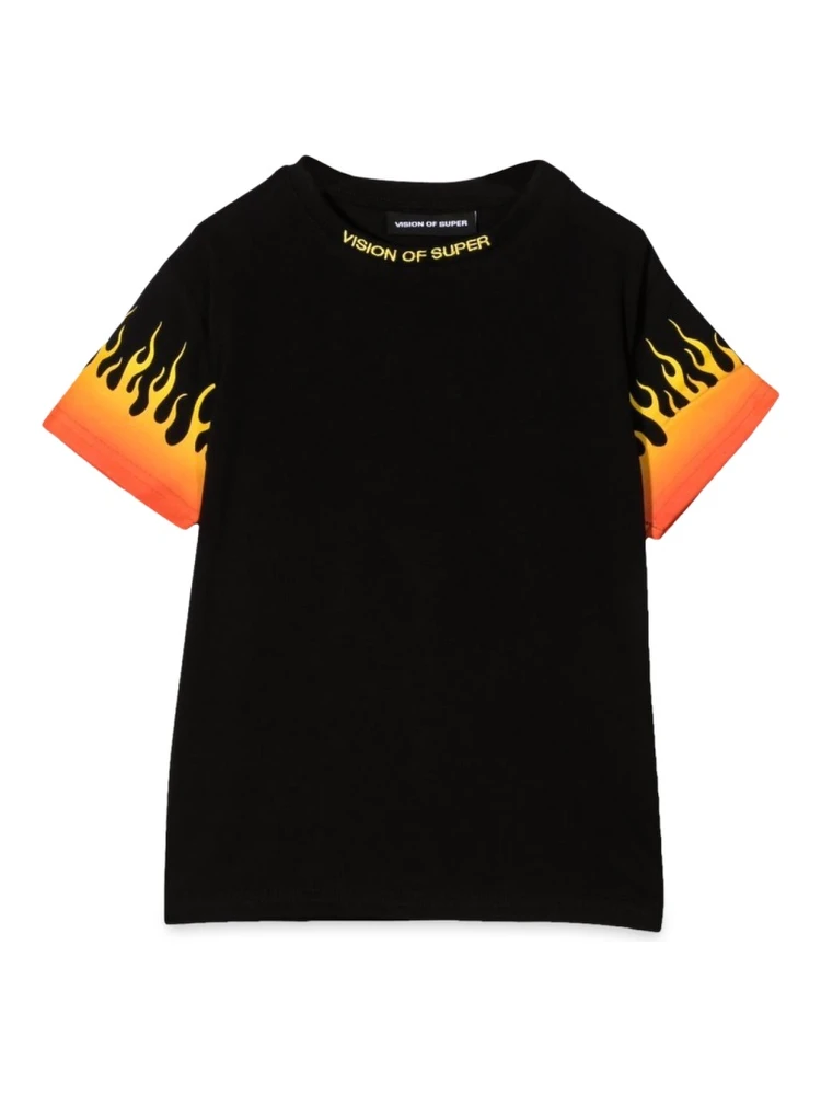 BLACK TSHIRT WITH SHADED RED FLAMES
