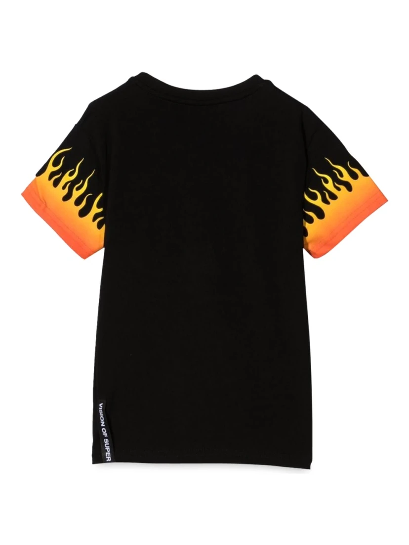 BLACK TSHIRT WITH SHADED RED FLAMES