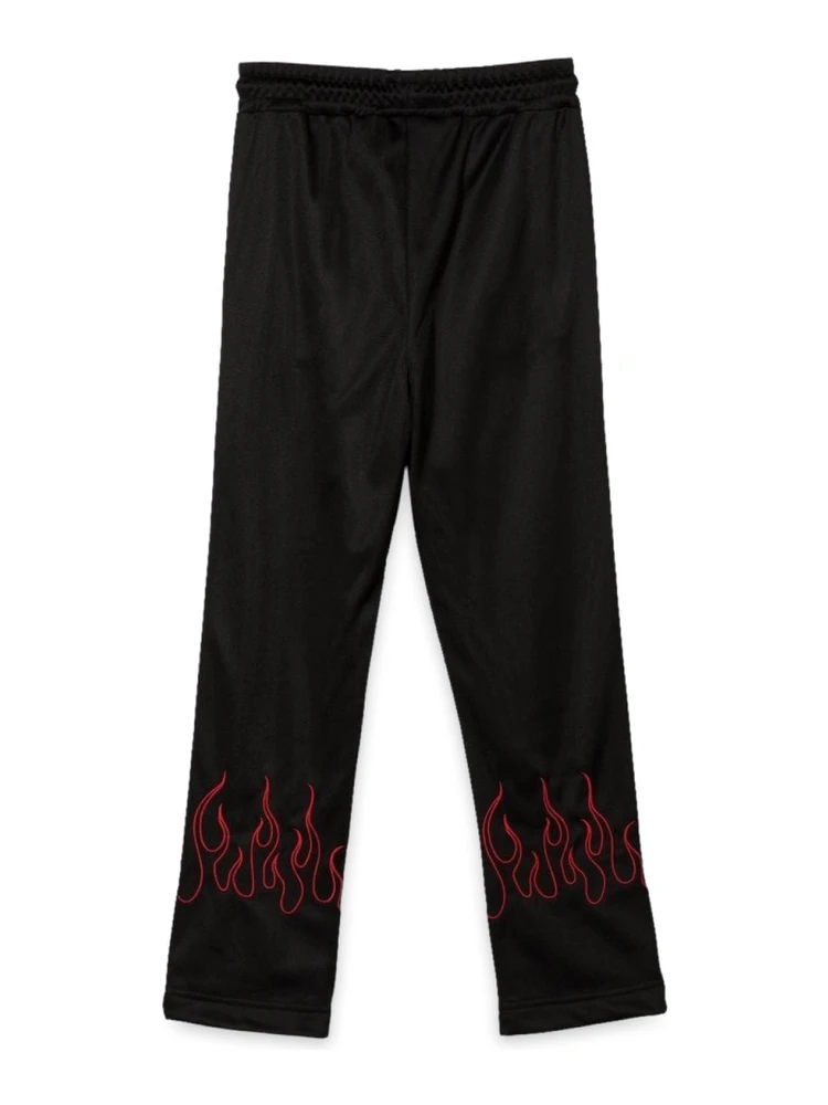 BLACK PANTS WITH RED EMBROIDERED FLAMES alternative