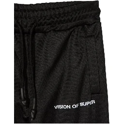 BLACK PANTS WITH RED EMBROIDERED FLAMES