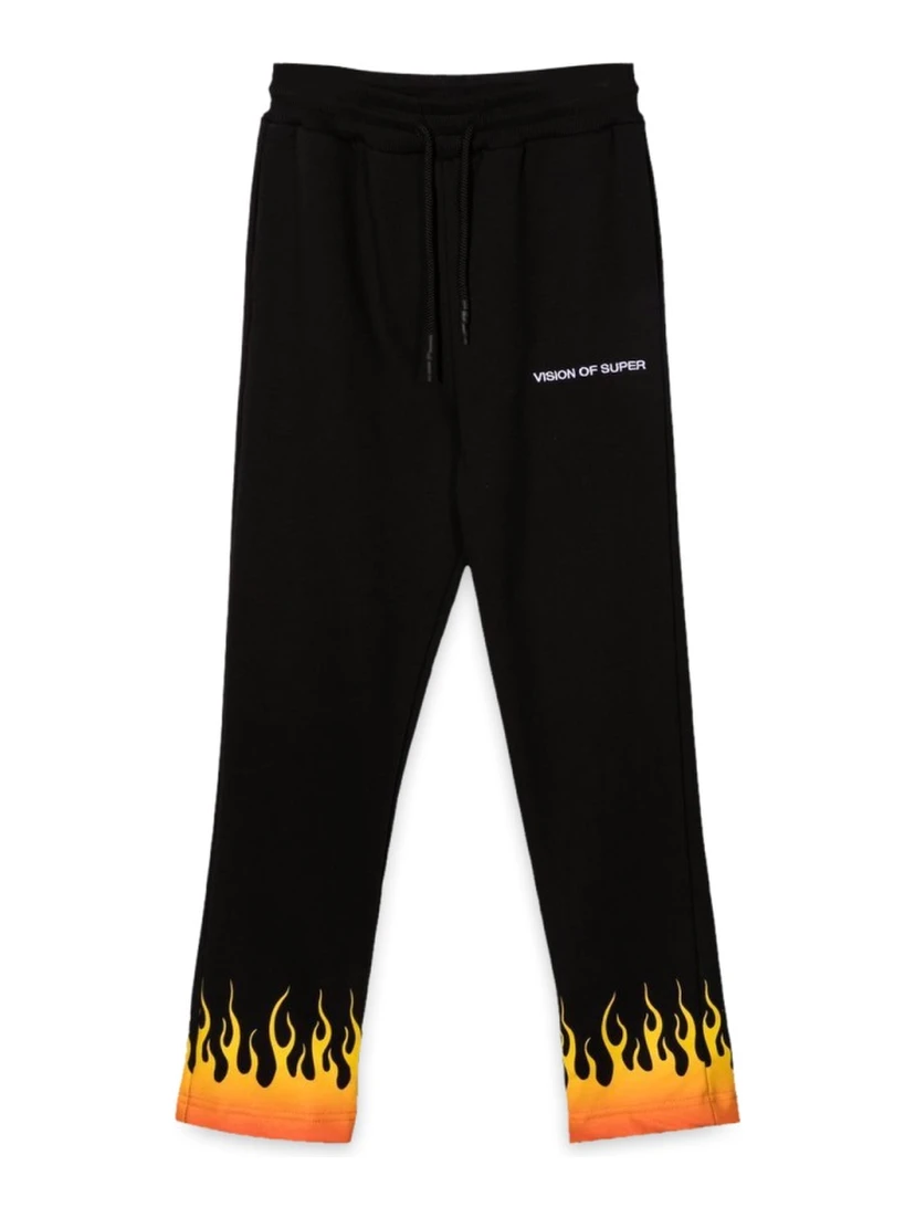 BLACK PANTS WITH RED SHADED FLAMES