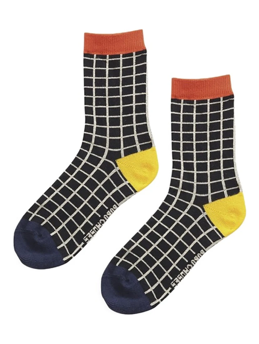 BLACK CHECKERED SHORT SOCKS