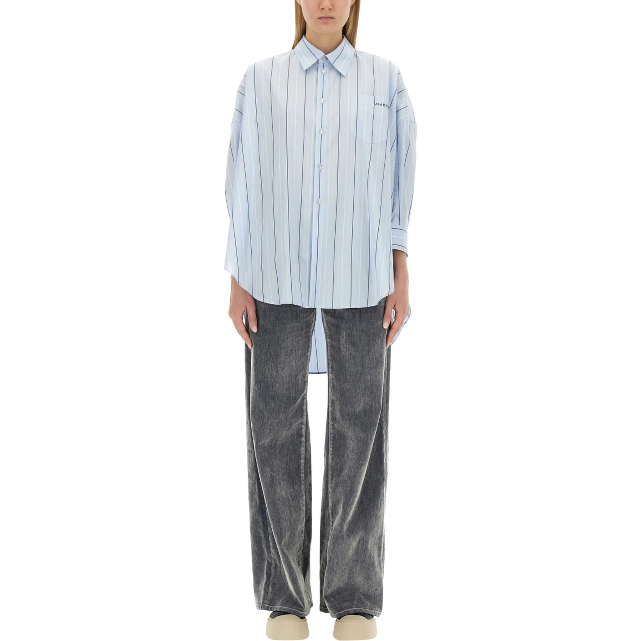 ASYMMETRICAL STRIPED SHIRT