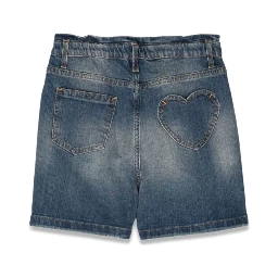 journey/ girl's elasticated waist short/ medium stone washed denim/ heart pocket
