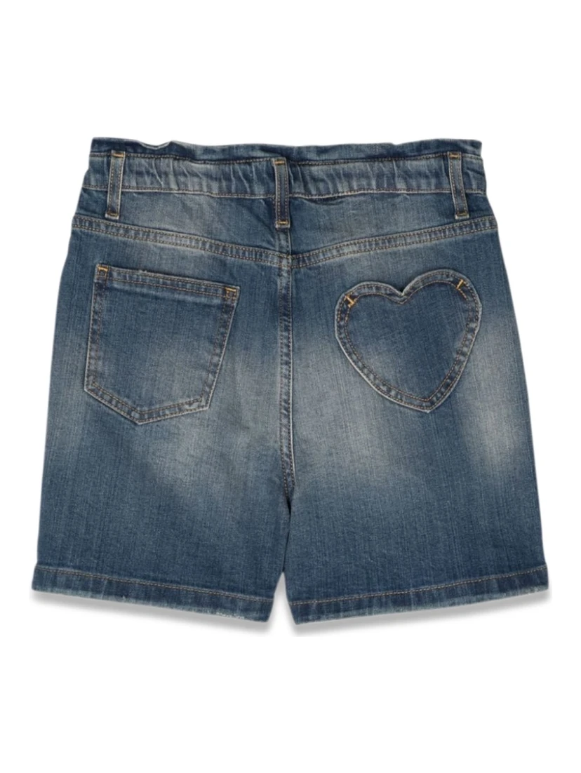 journey/ girl's elasticated waist short/ medium stone washed denim/ heart pocket