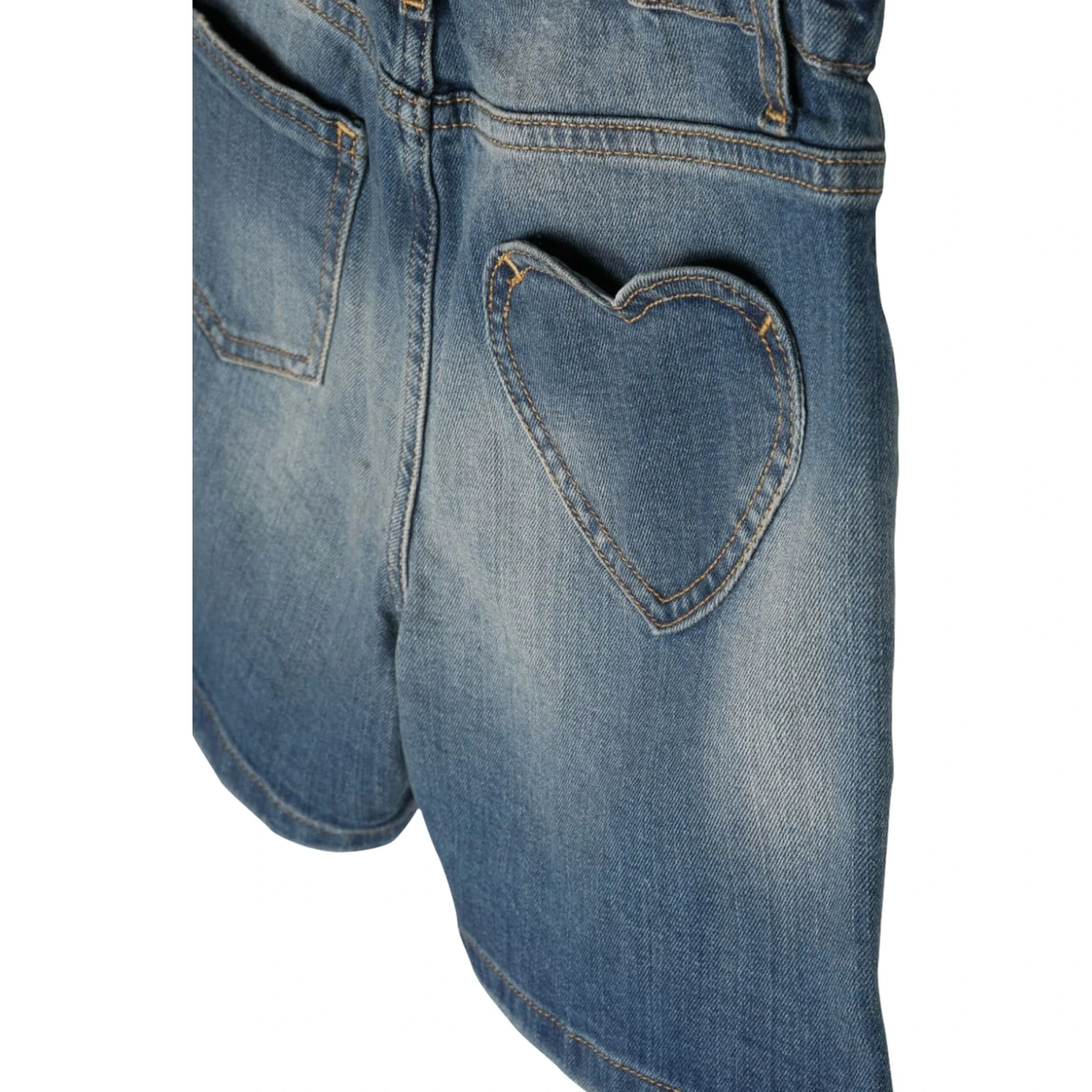 journey/ girl's elasticated waist short/ medium stone washed denim/ heart pocket