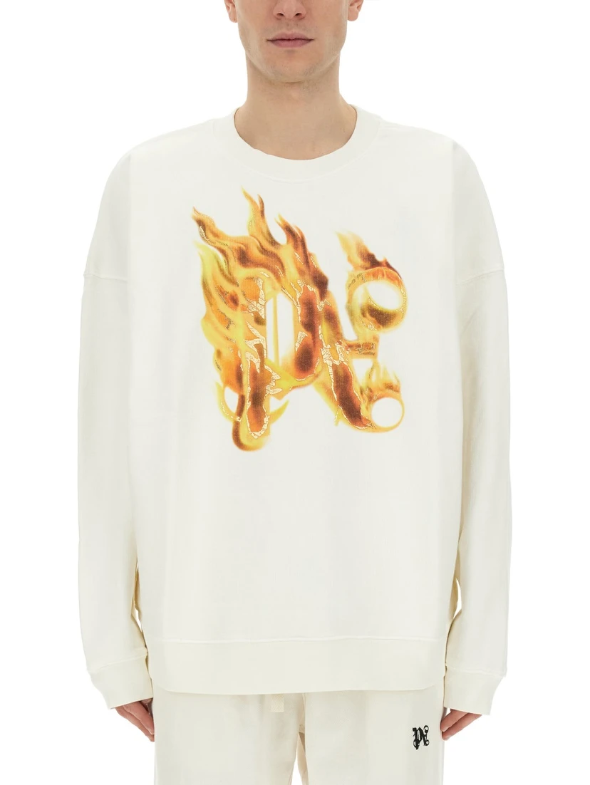 "BURNING MONOGRAM" PRINT SWEATSHIRT