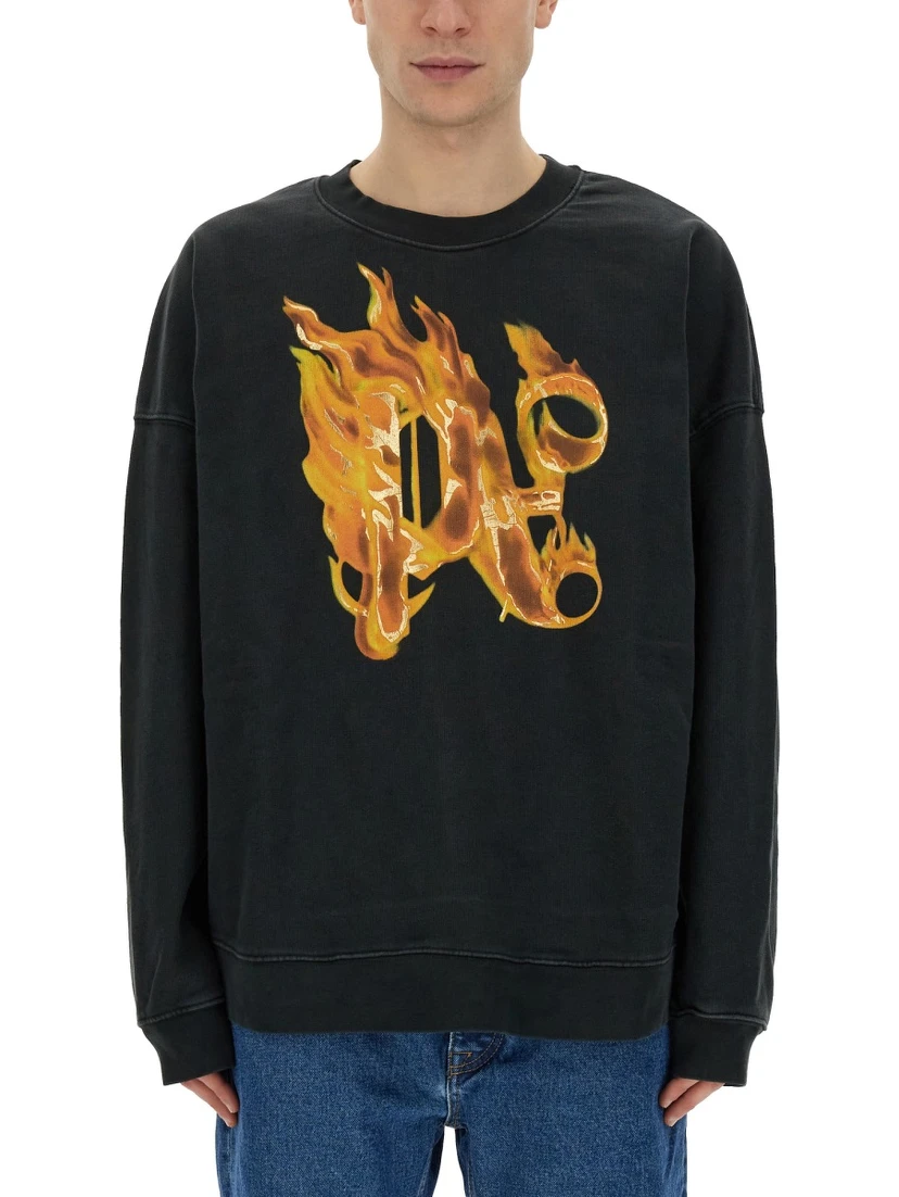 "BURNING MONOGRAM" PRINT SWEATSHIRT