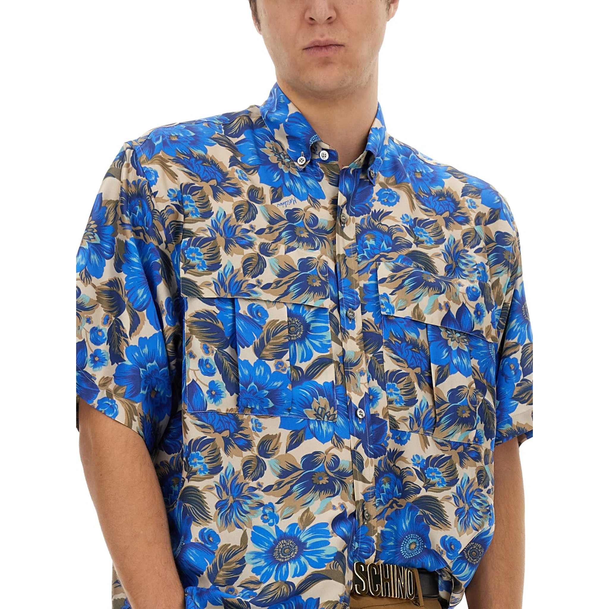 BLUE FLOWERS ALLOVER PRINT SHIRT