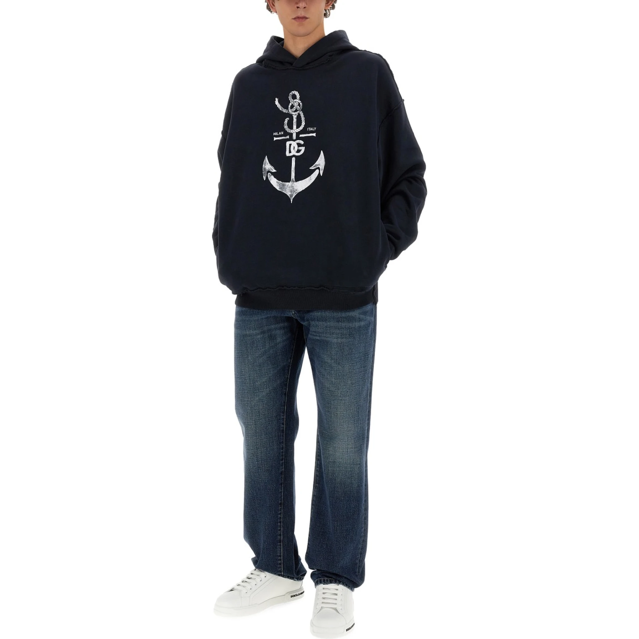 SWEATSHIRT WITH NAVY PRINT