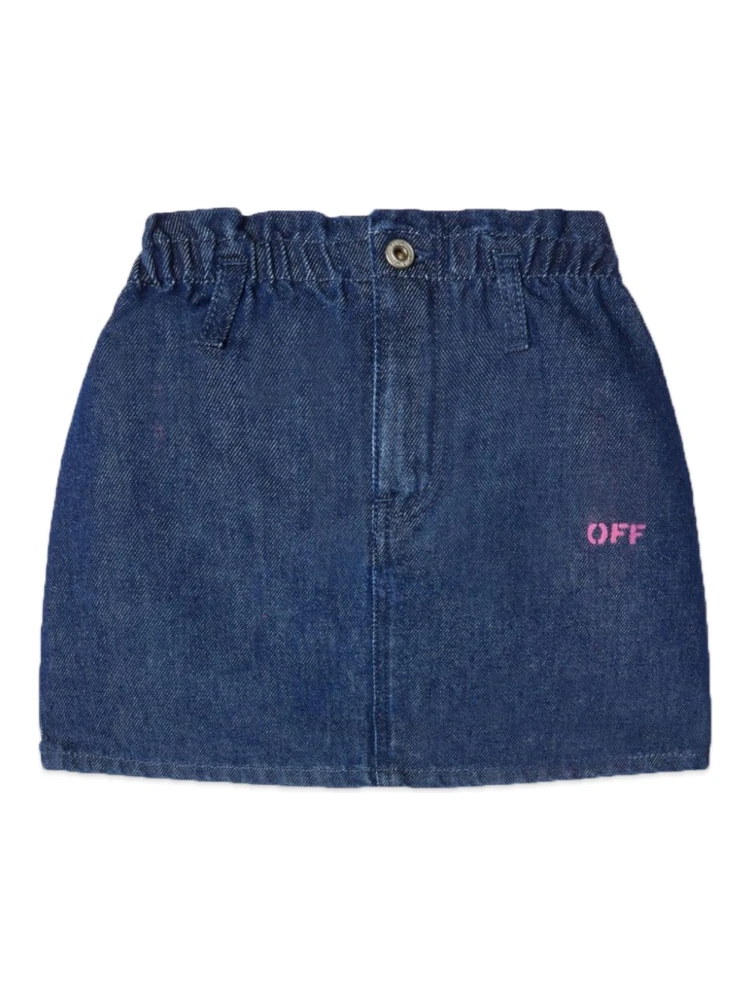 off print plain denim skirt