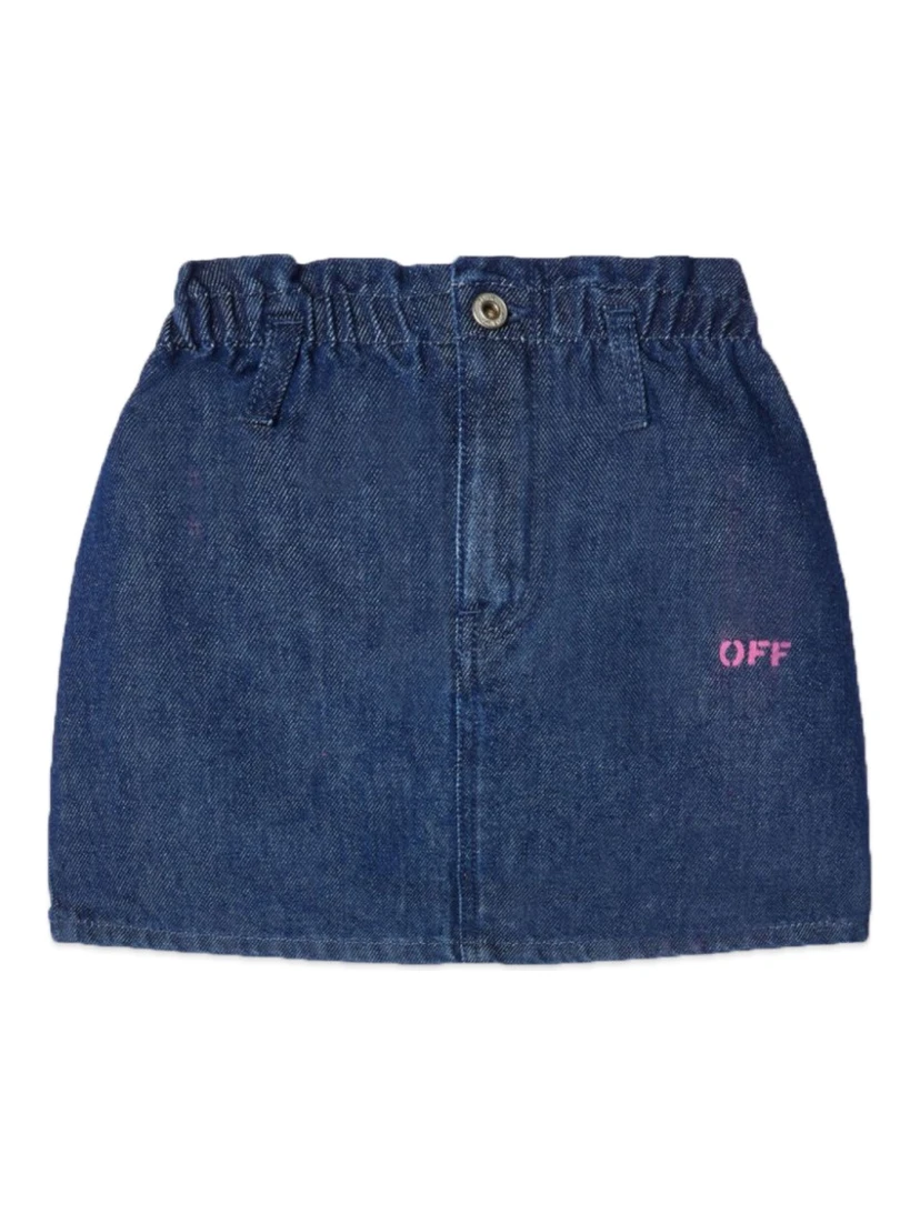 off print plain denim skirt