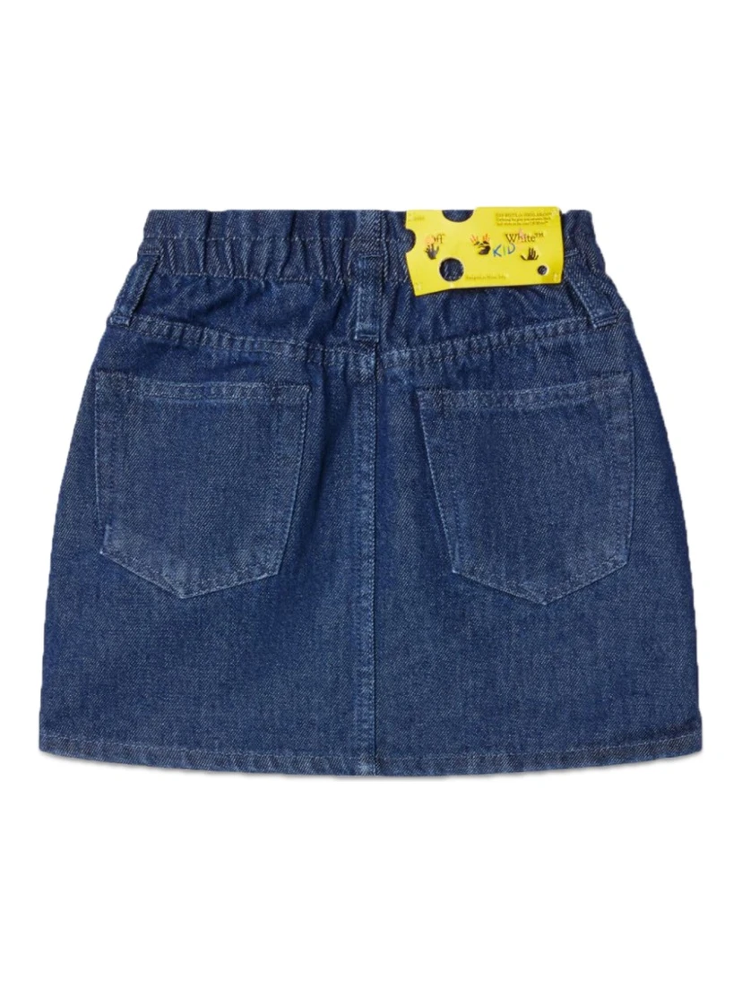 off print plain denim skirt