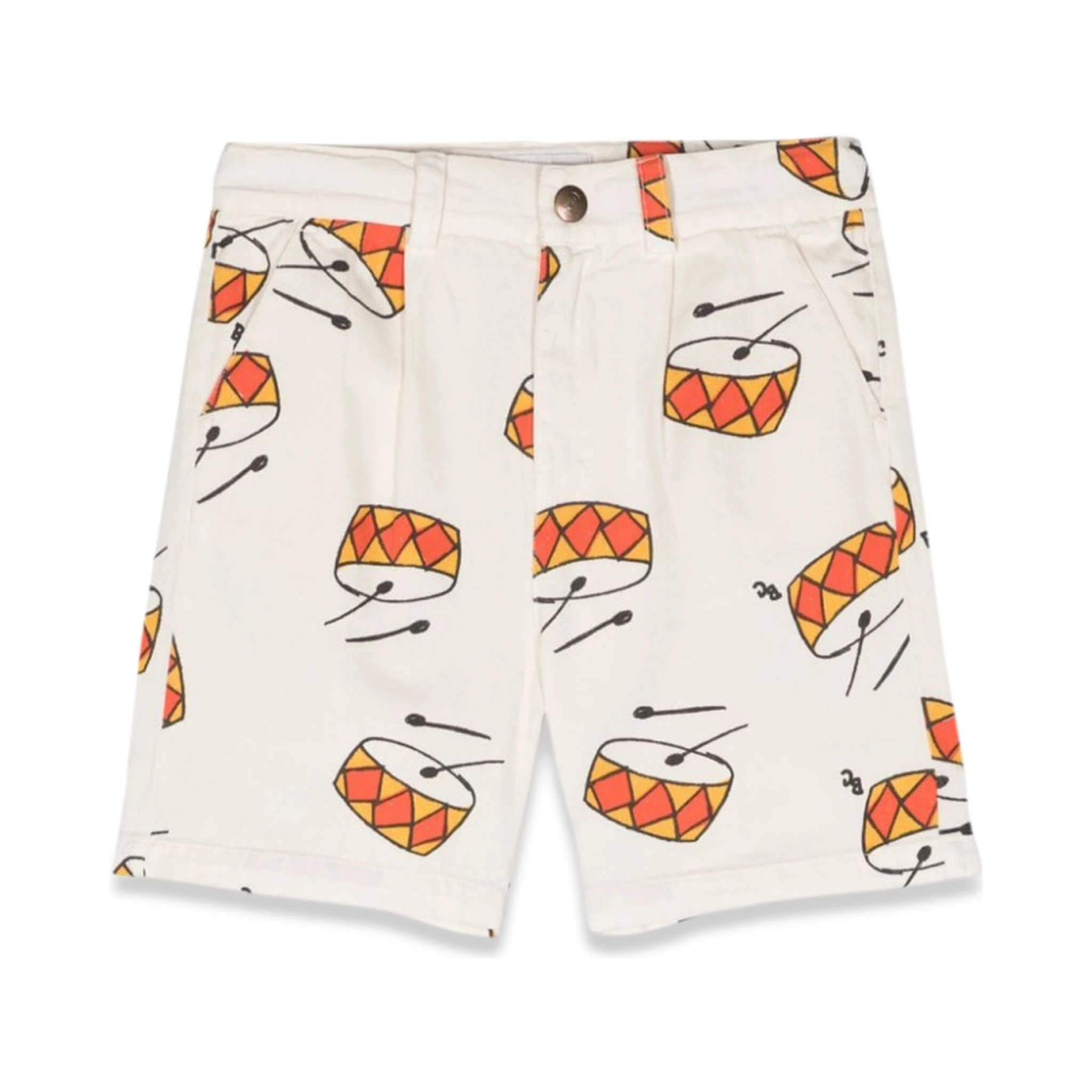 play the drum all over denimbermuda shorts