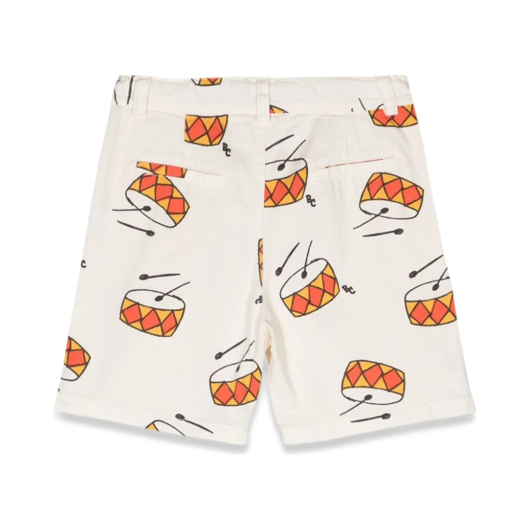 play the drum all over denimbermuda shorts