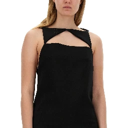 فستان قصير مستقيم من مزيج الصوف مع فتحة