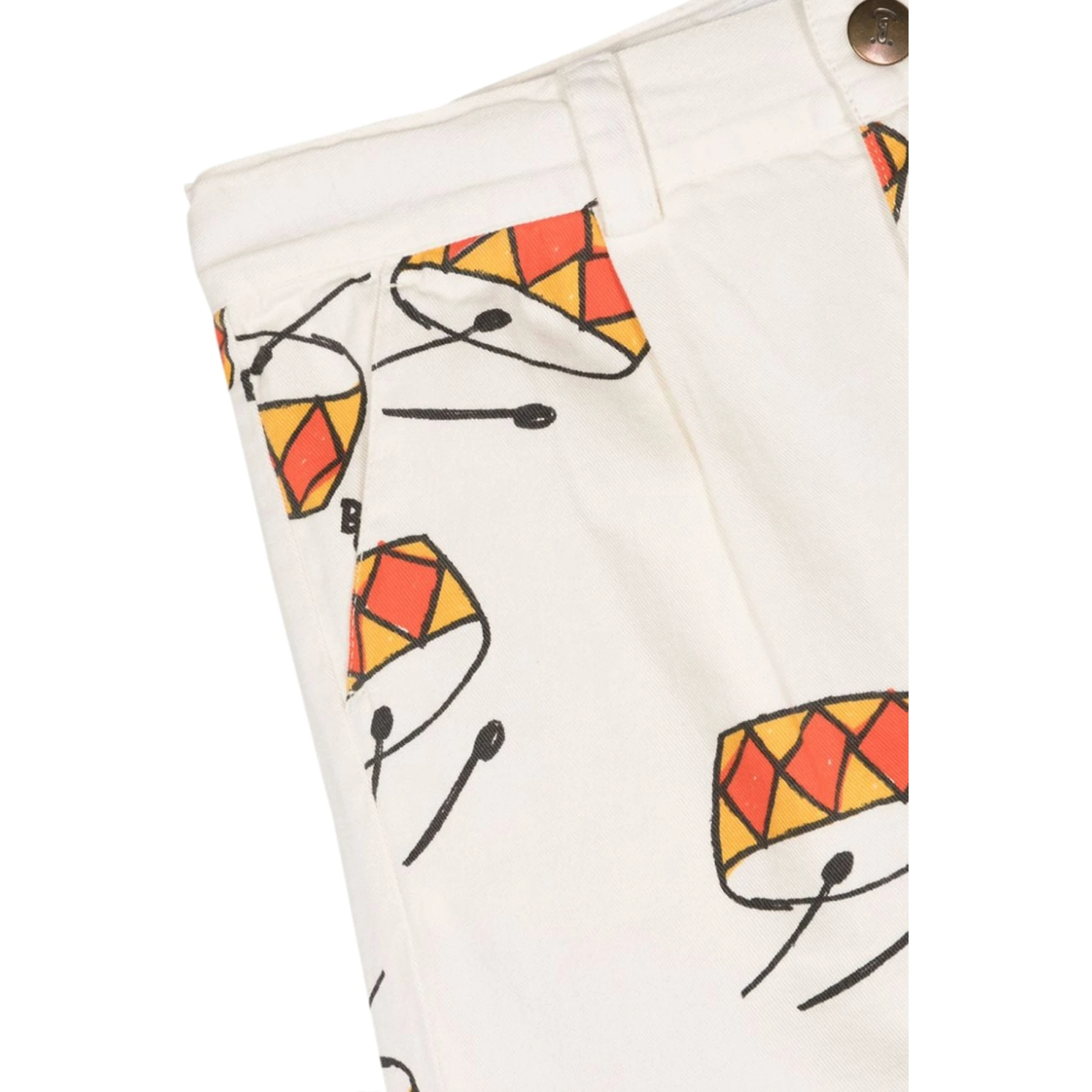 play the drum all over denimbermuda shorts